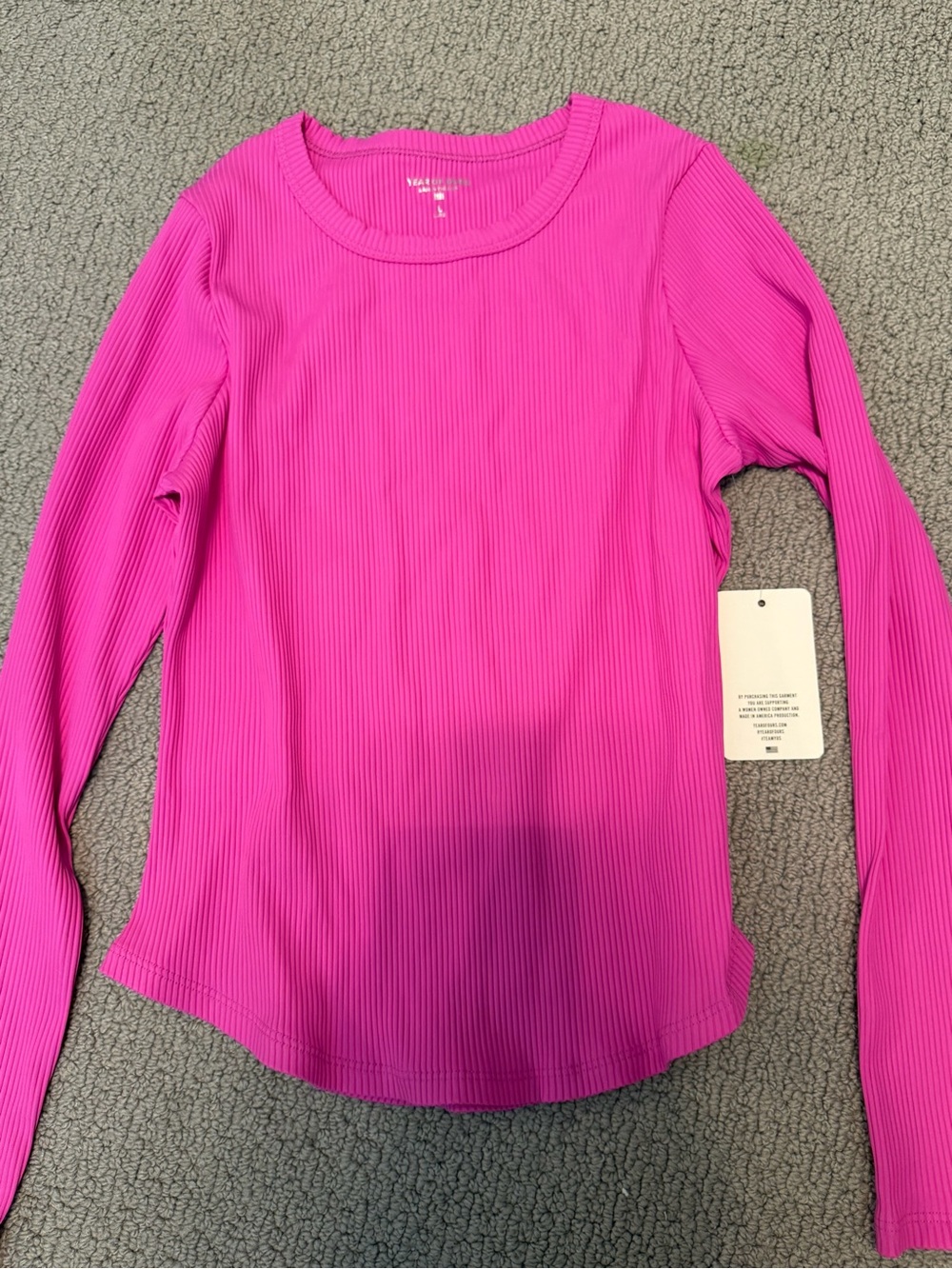 Year of Ours Ribbed Long Sleeve Top - Hot Pink